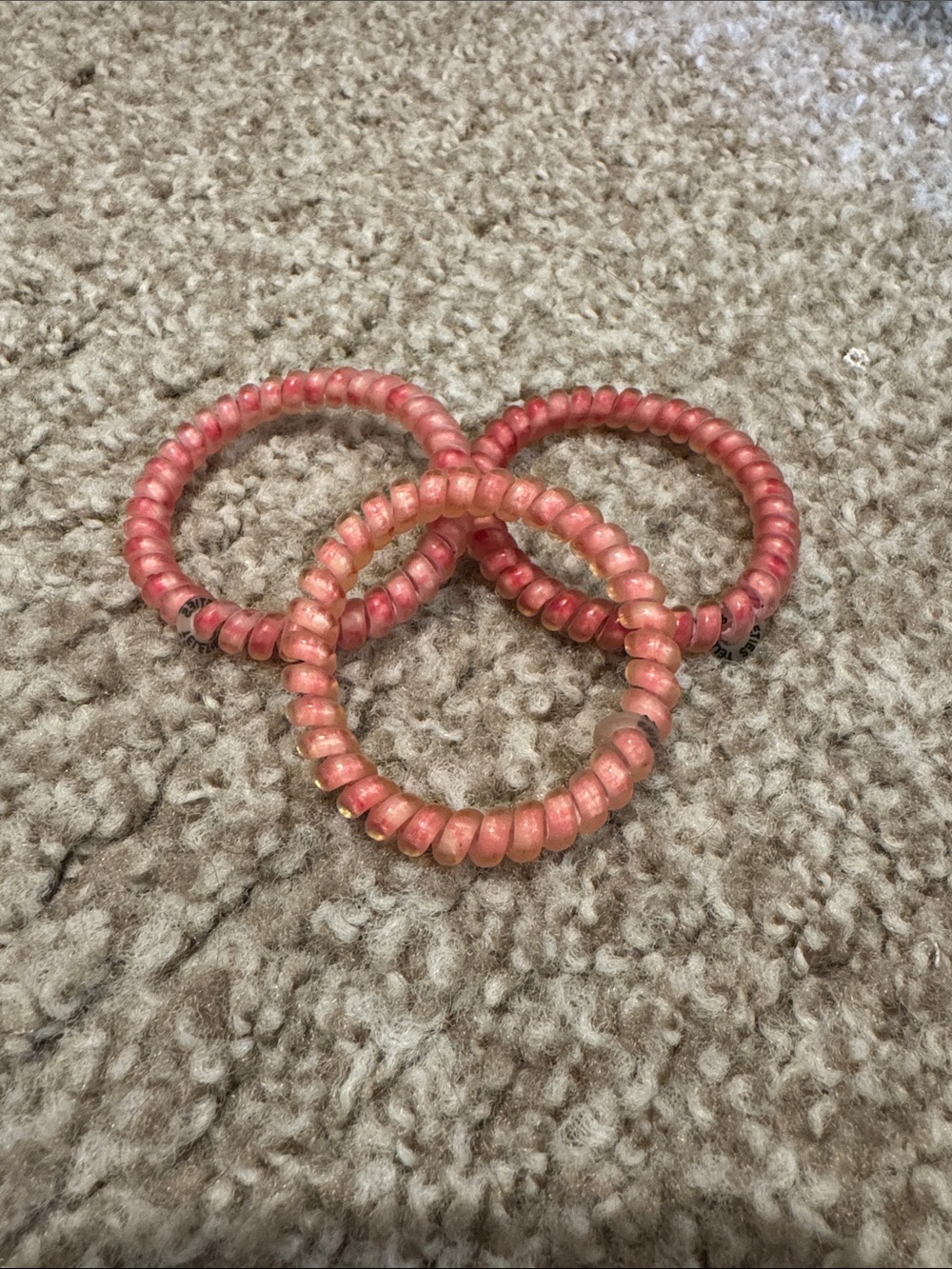 Teleties Stretch Hair Tie Set of 3 - Pink Spiral Bands
